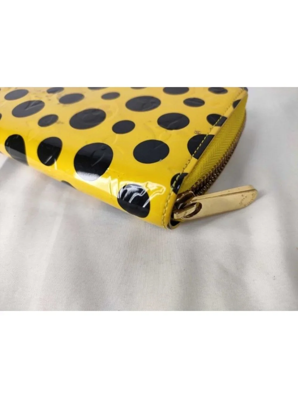 Louis Vuitton Wallet Zippy Yellow Black Yayoi Kusama Dot Infinity Gold